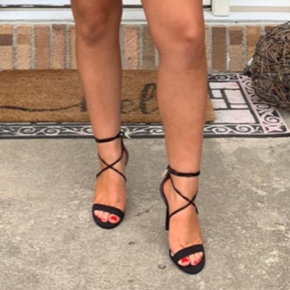 Lulu’s Lace-Up Suede Heels